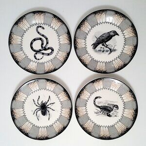 NEW Williams Sonoma Mixed Set of 4 Spooky Soiree Appetizer Plates Halloween